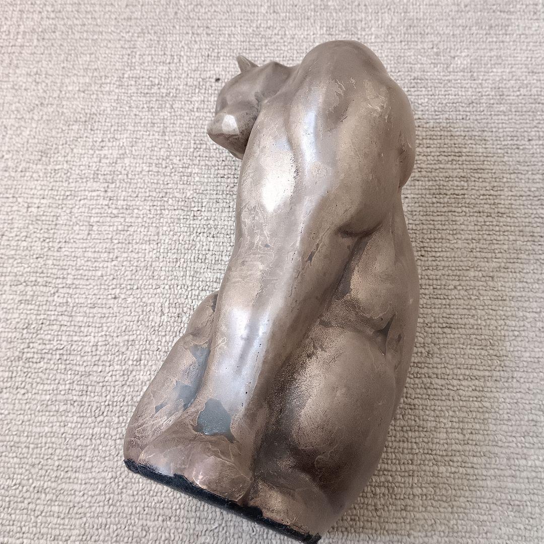 ブロンズ像 【猫】オブジェ 置物 アールデコ 西洋彫刻 高さ約26cm