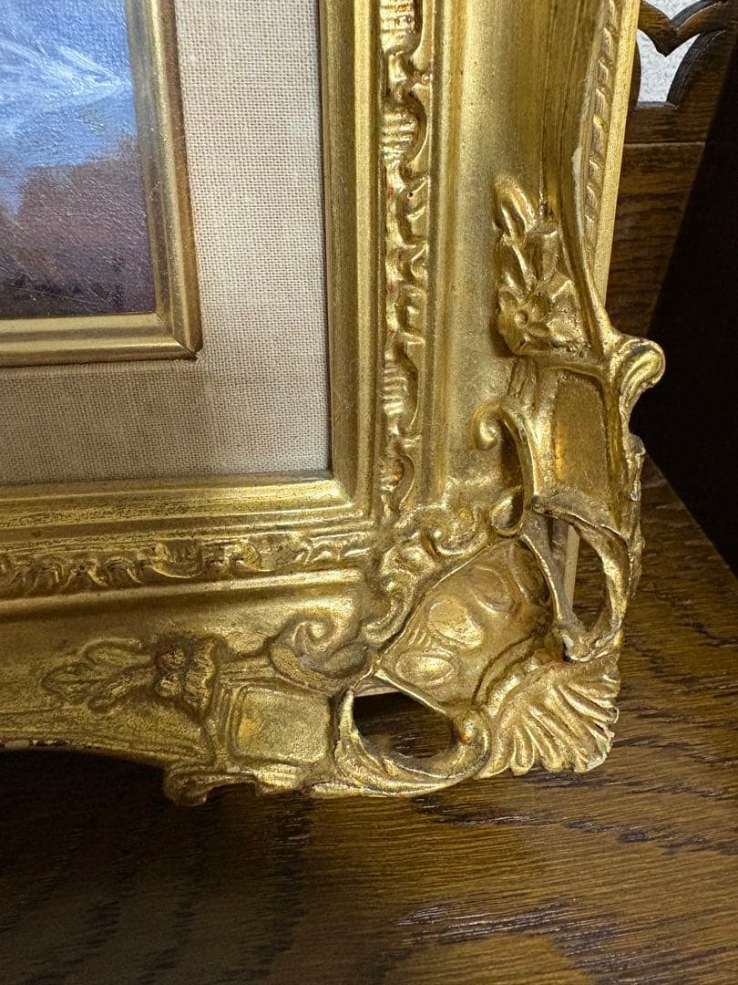 小渓住久　油彩画「富士快晴 忍野にて」真作　額付き