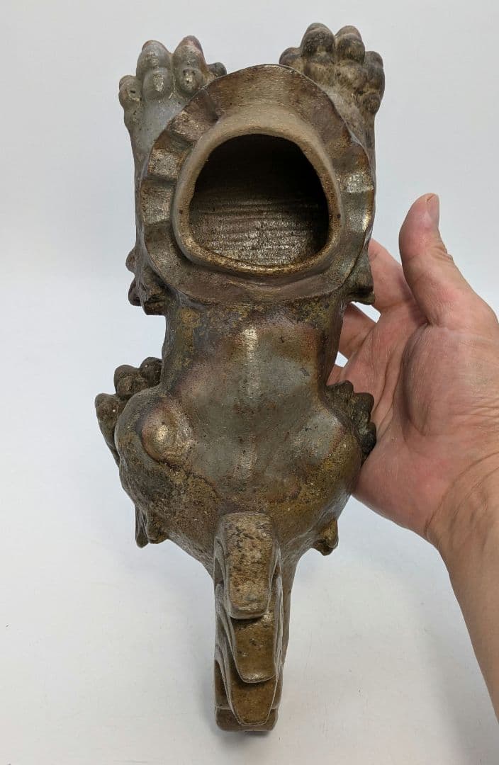 【未使用】岡山県重要無形文化財 浦上善次 備前焼 獅子香炉 共箱共布 置物 香爐