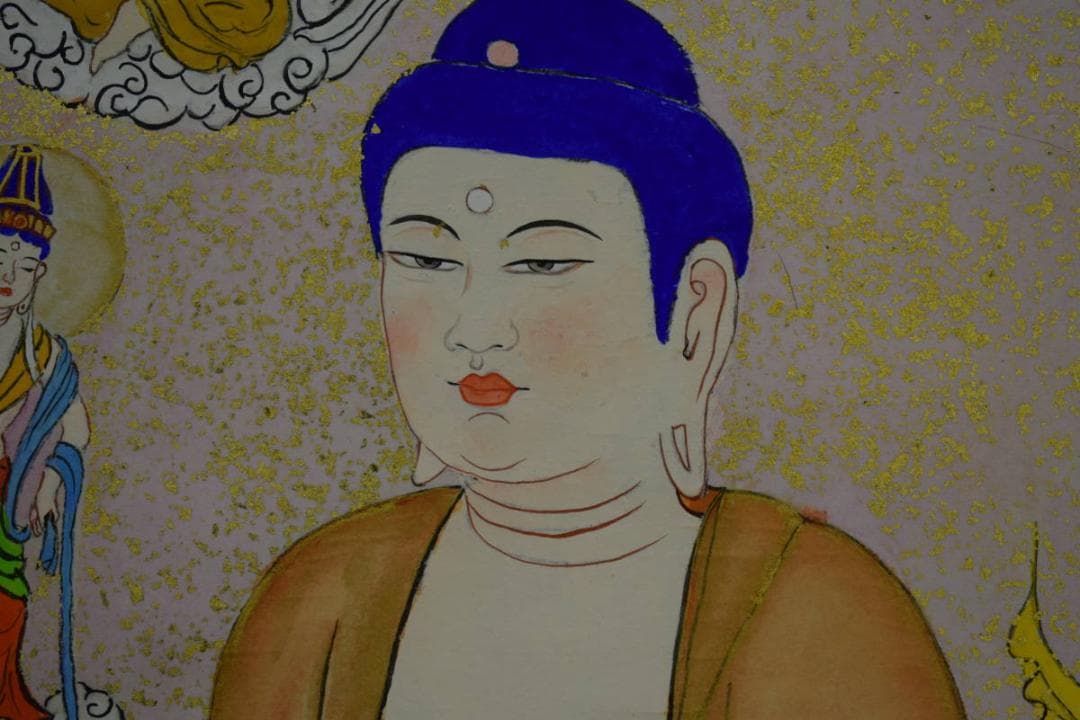 真作/鍋島義勝/浄土/釈迦像図/金泥/桐共箱付/布袋屋掛軸HG-336