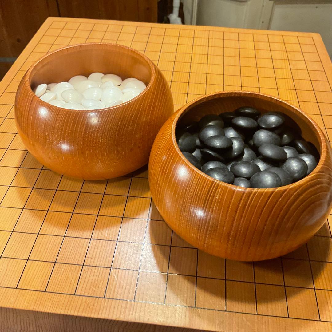 囲碁セット【碁盤、碁石、碁笥】脚付 蛤 那智黒 碁盤 柾目 天地杢