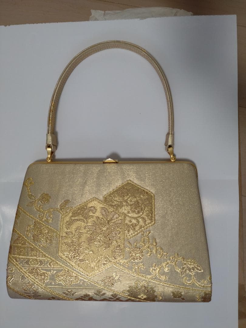 成人式振袖用 バッグと草履セット ゴールド刺繍