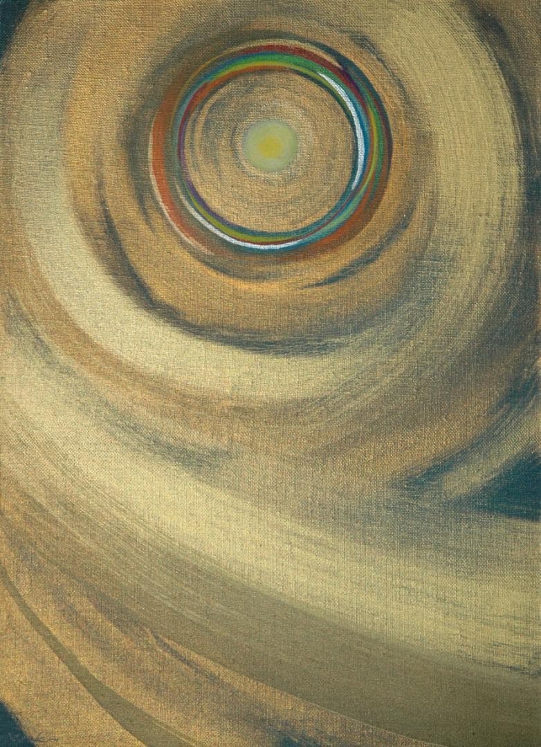 油絵 菅家令子 絵 絵画インテリア額付(青緑＋金色の枠)F4-G212023祈り