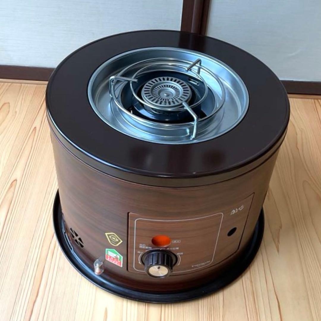 TOYOKUNI石油こんろ　かまくら木目調　暖房器具　火鉢　円形ストーブ　レトロ