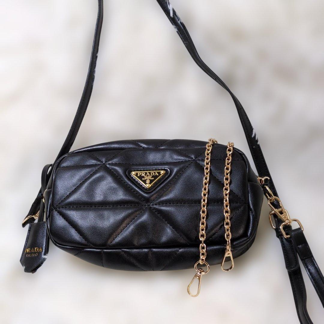 ブラック ショルダーバッグ キルティングノベルティ