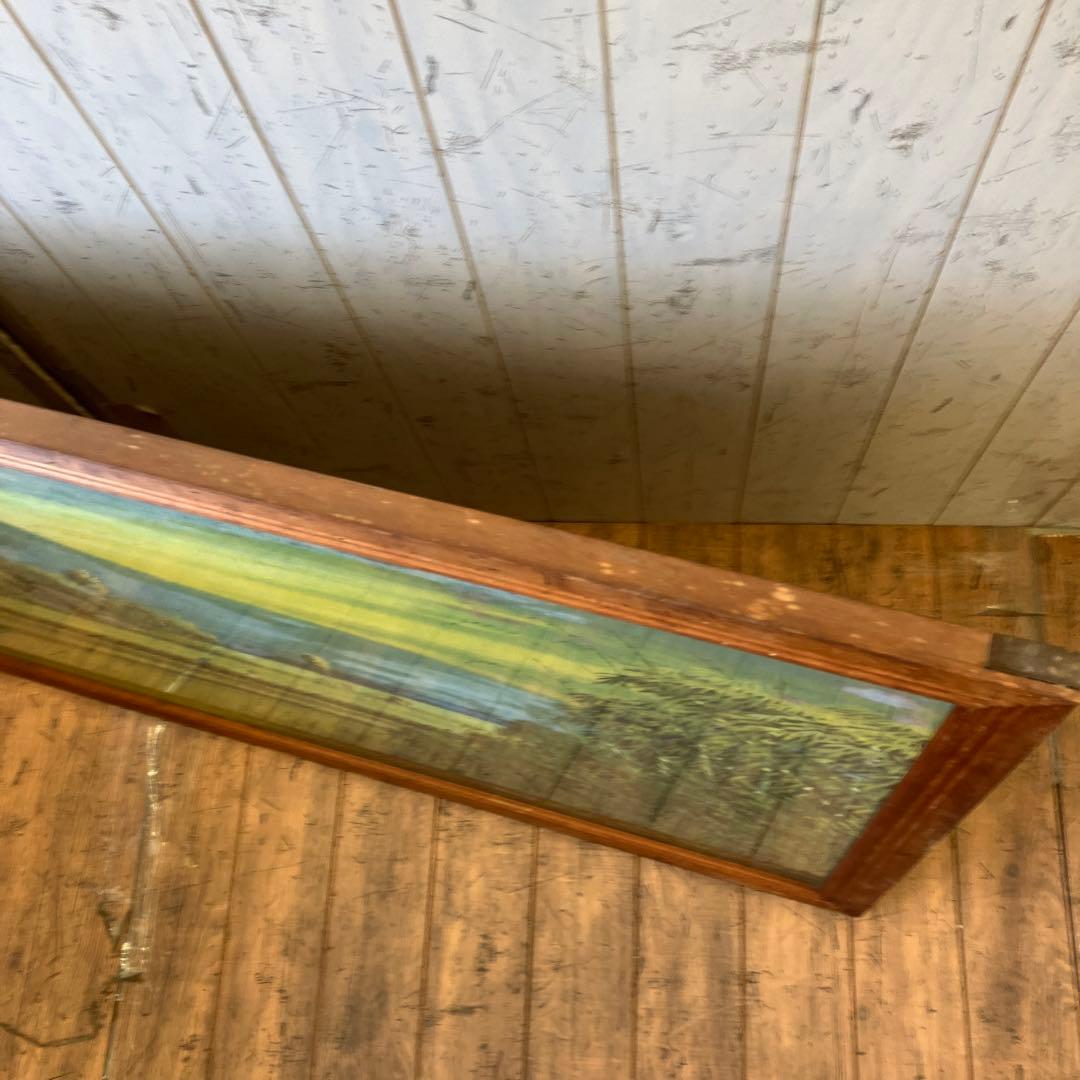 超大型 バリ島 山脈 川 風景画 油彩画 油絵 木製額縁 額装 絵画 壁掛け