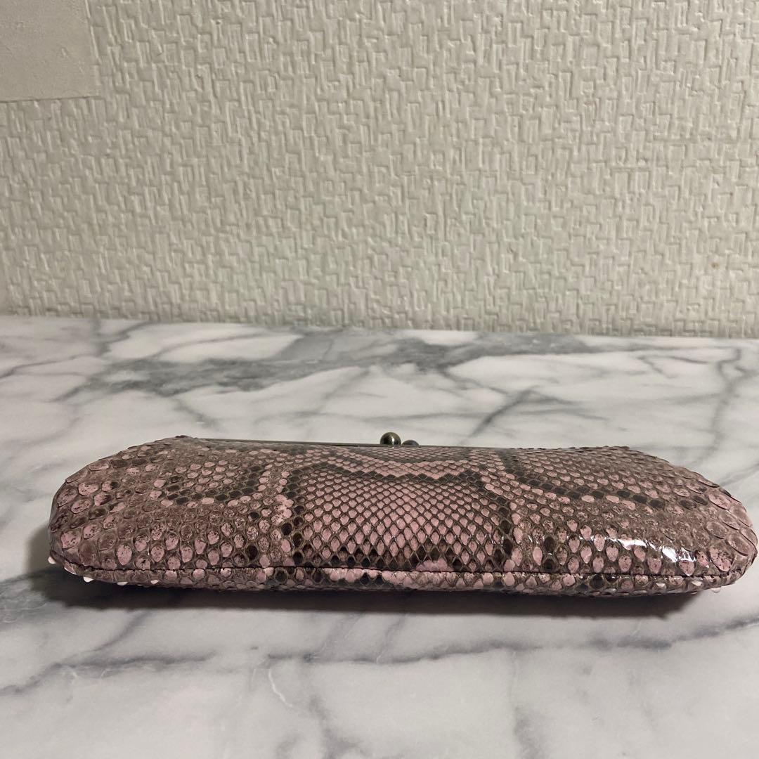 みゆきちゃん　ハンドメイド　ダイヤモンドパイソン本革親子がま口長財布