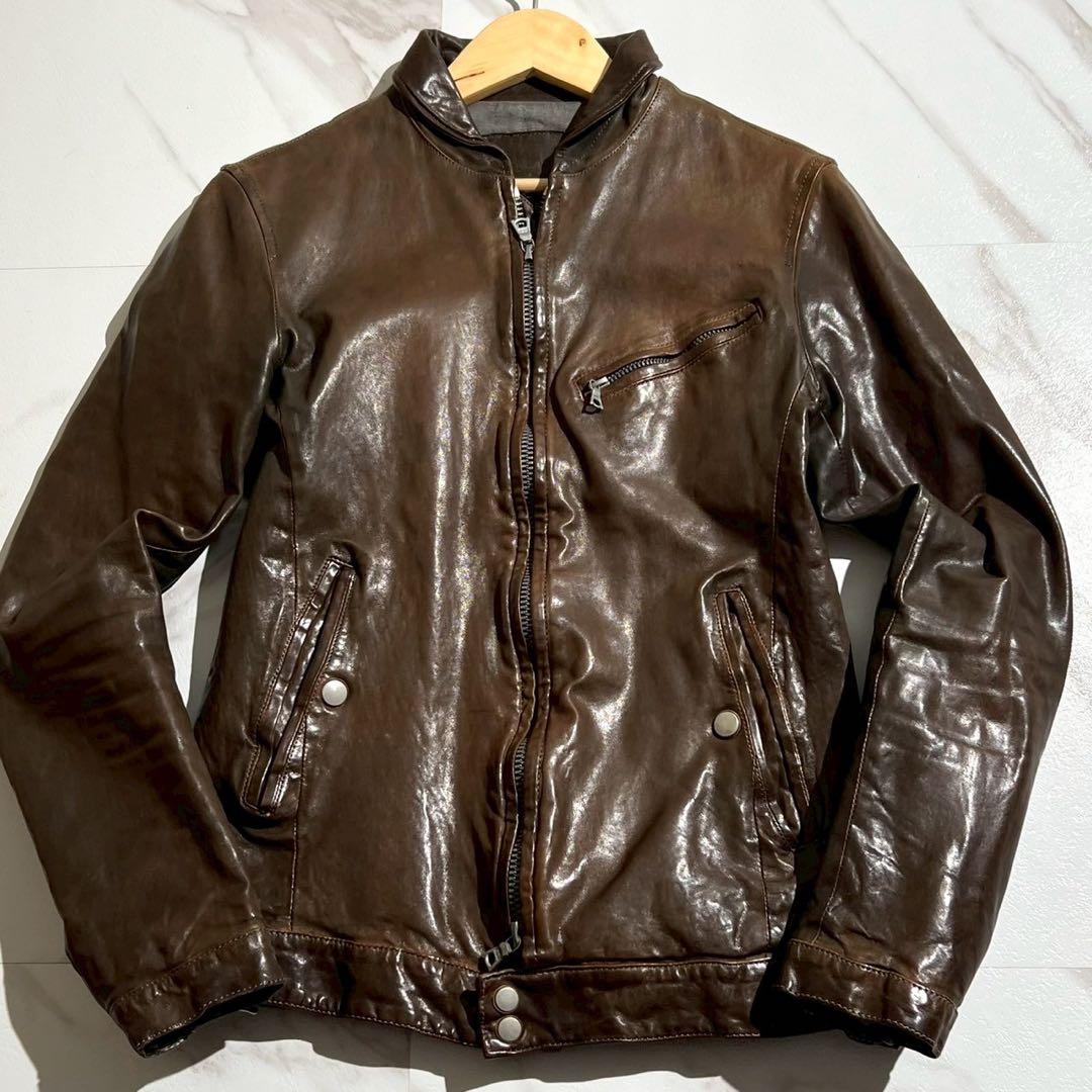 【美品/M】バックラッシュ ライダースジャケット ホースレザー ブラウン系