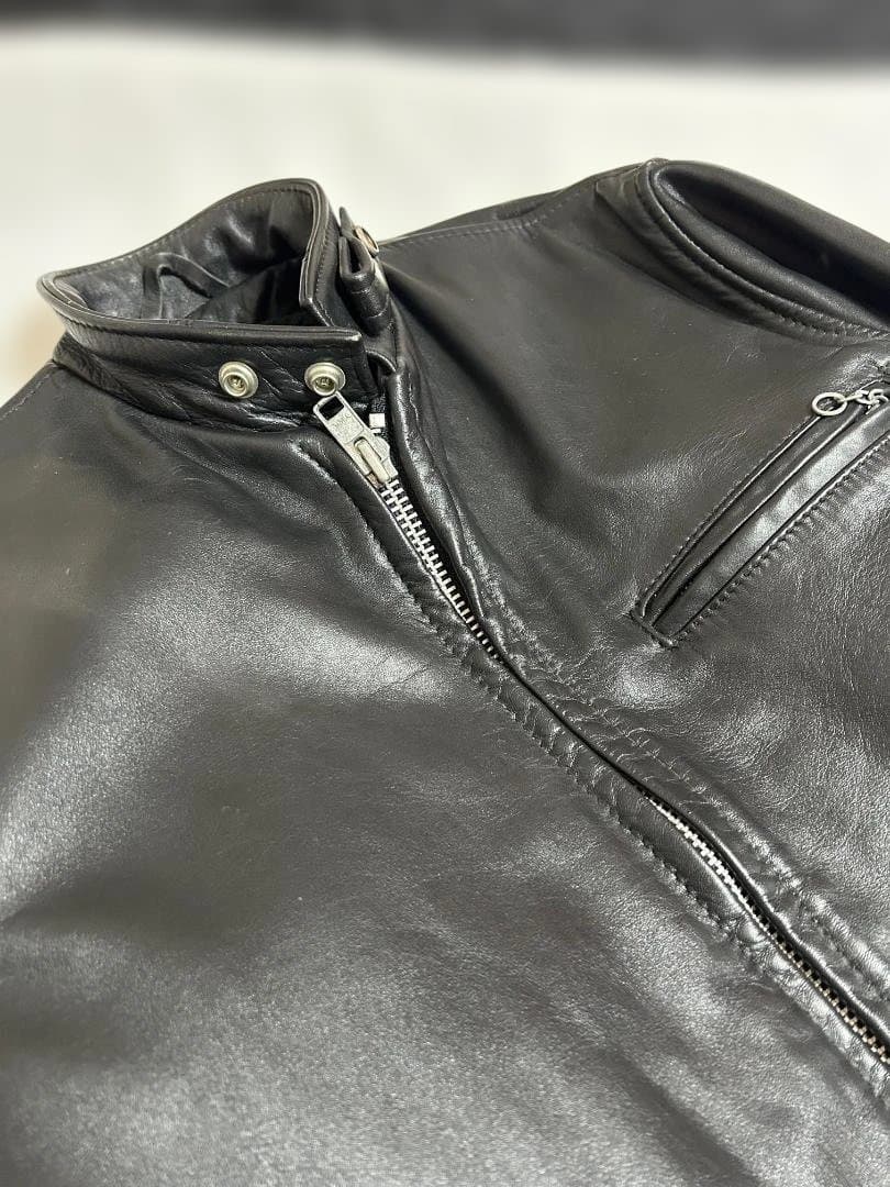 schott★ショット 2way ボアライナー付　黒革シングルライダース 38