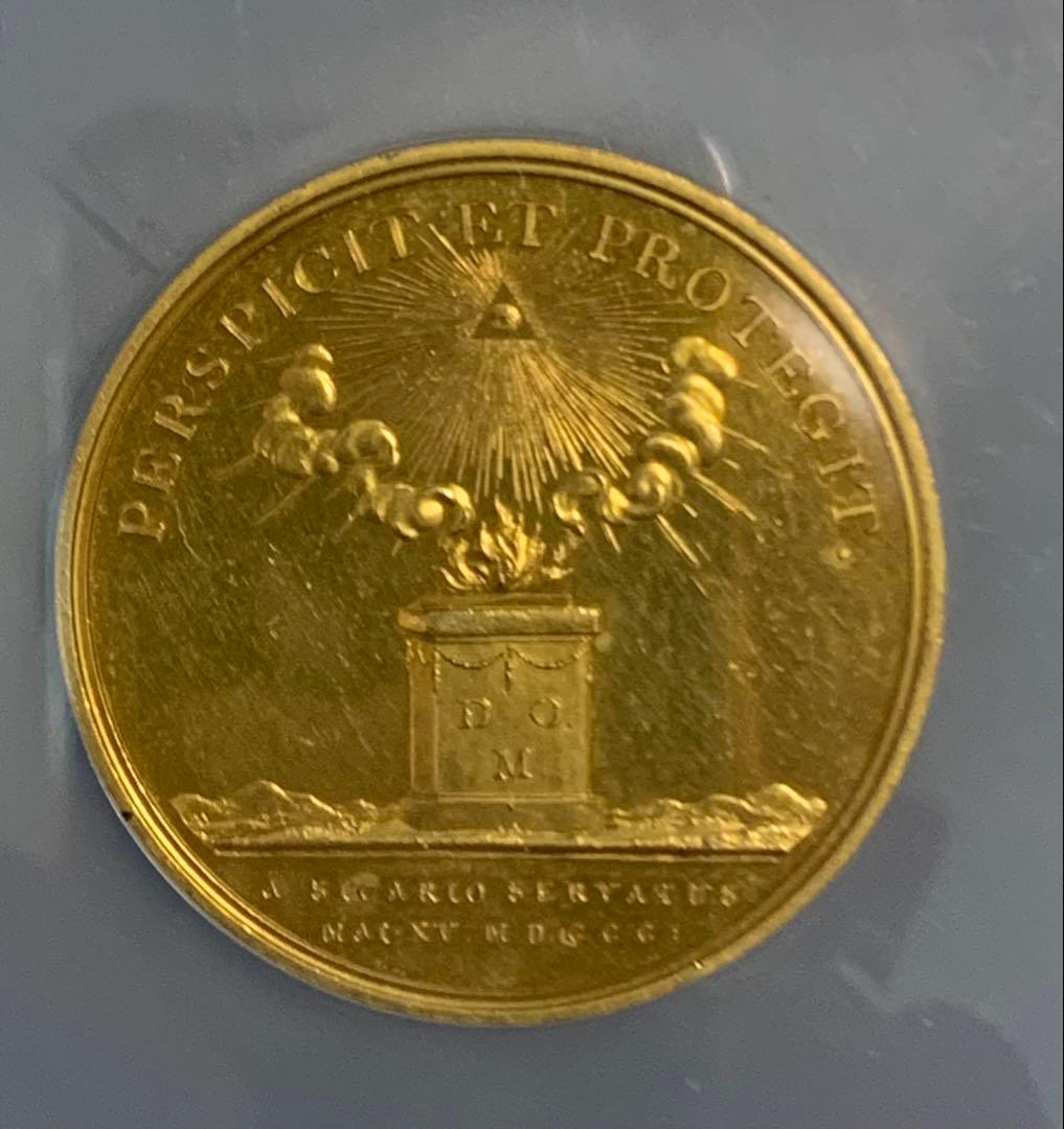 唯一TOP POP‼️ジョージ3世 1800年 暗殺未遂　金メッキGILDメダル