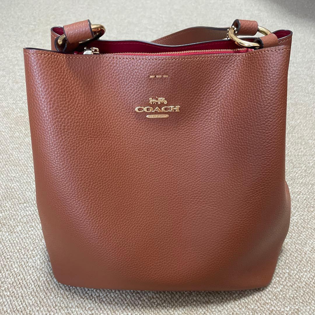 【COACH】 コーチ ブラウンレザー タウンバゲットバッグ　ハンドバッグ