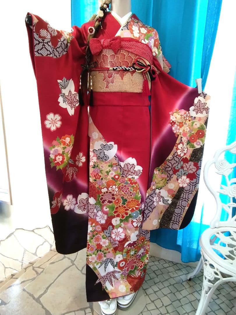 振袖フルセット、正絹振袖成人式、重ね衿帯揚げ帯締め、高級袋帯、襦袢、ガード加工