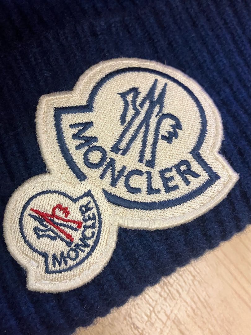 モンクレール ビーニー ダブルロゴ　カシミヤ混　ユニセックス　ネイビー
