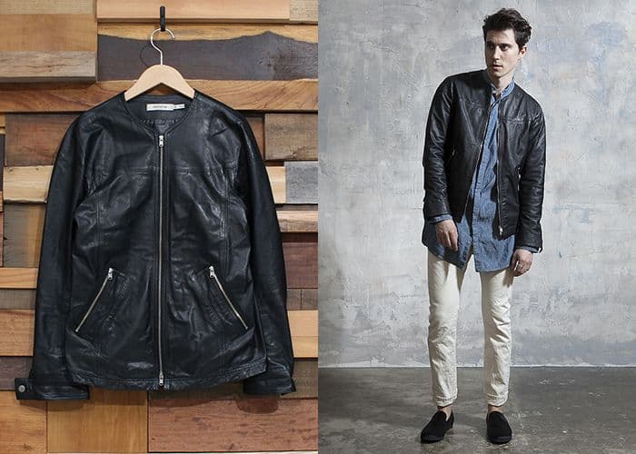 nonnative ノーカラーレザージャケット　ブラウン　0 NN-J2301