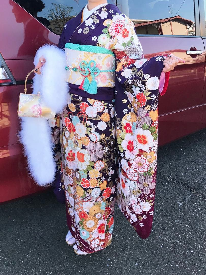 KiKi(〃ω〃) 振袖フルセット 成人式 紫色 花柄 身長160cm