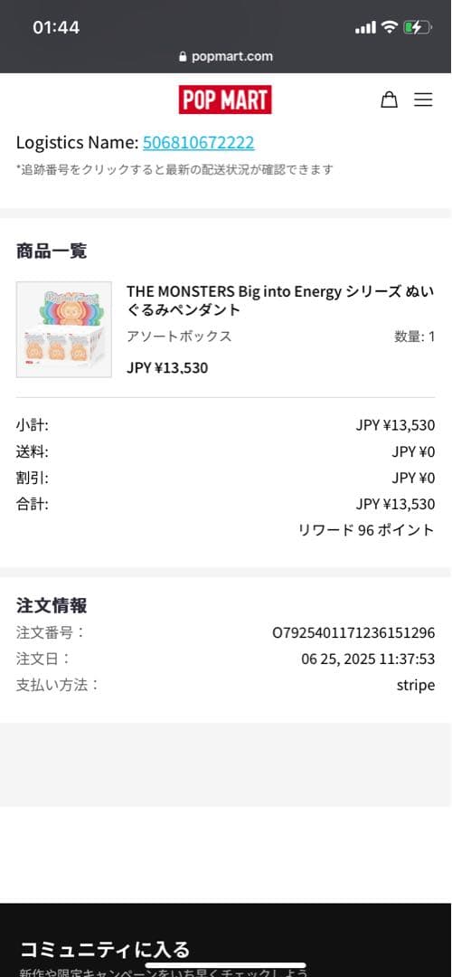 ポップマート THE MONSTERS (ラブブ) ビッグイントゥエナジー