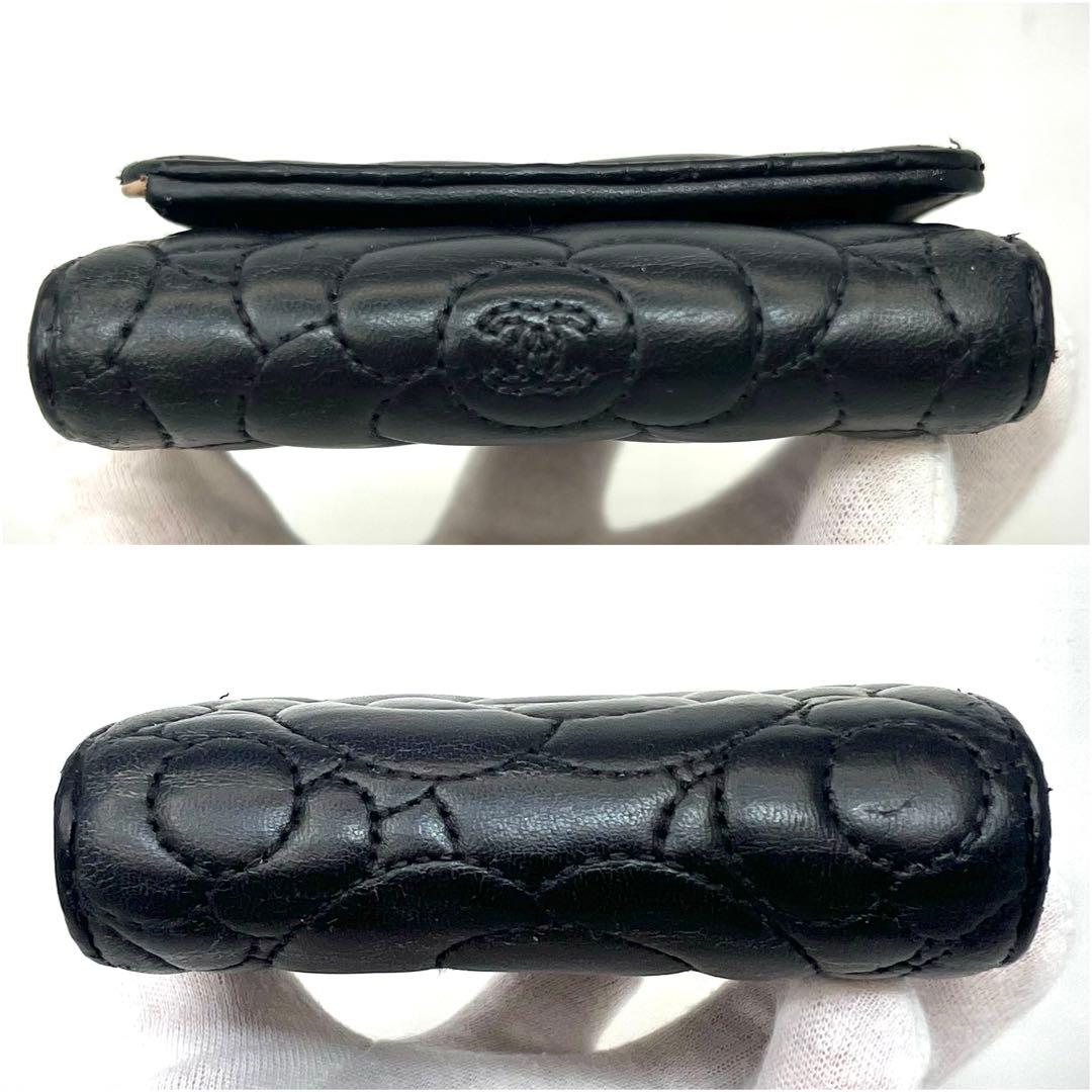 CHANEL シャネル カメリア エンボス 三つ折り財布 コンパクトウォレット