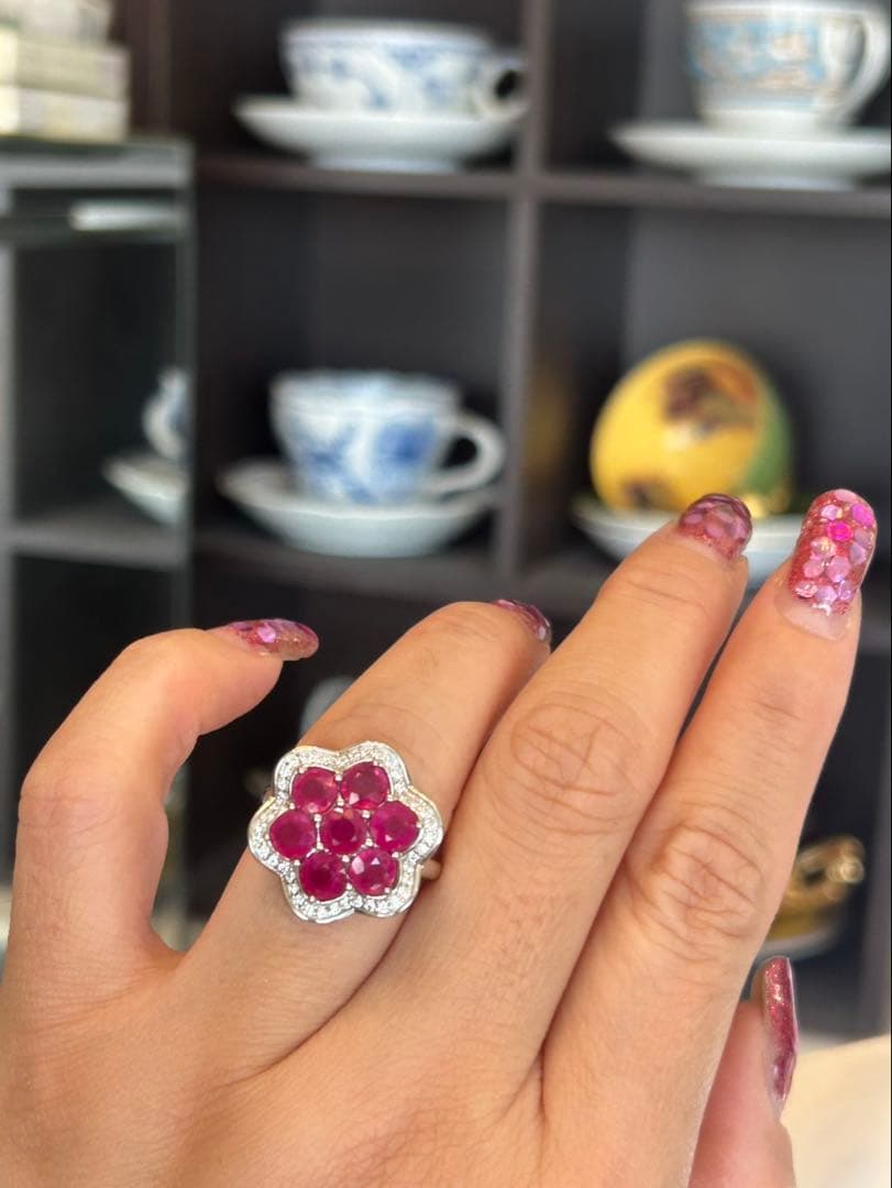 硝*ゴ様 天然ルビーサイズ限定14.5号➕カボションルビーネックレスセット