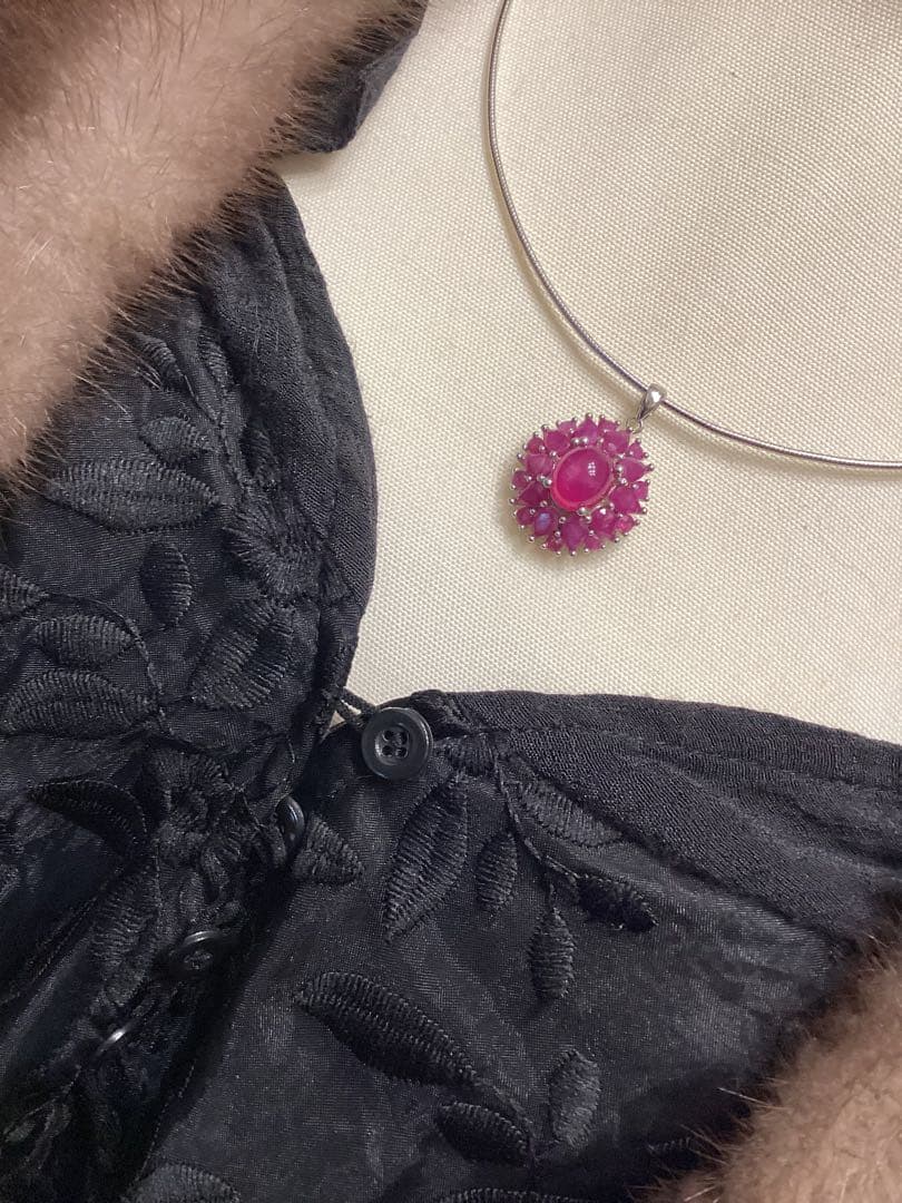 硝*ゴ様 天然ルビーサイズ限定14.5号➕カボションルビーネックレスセット