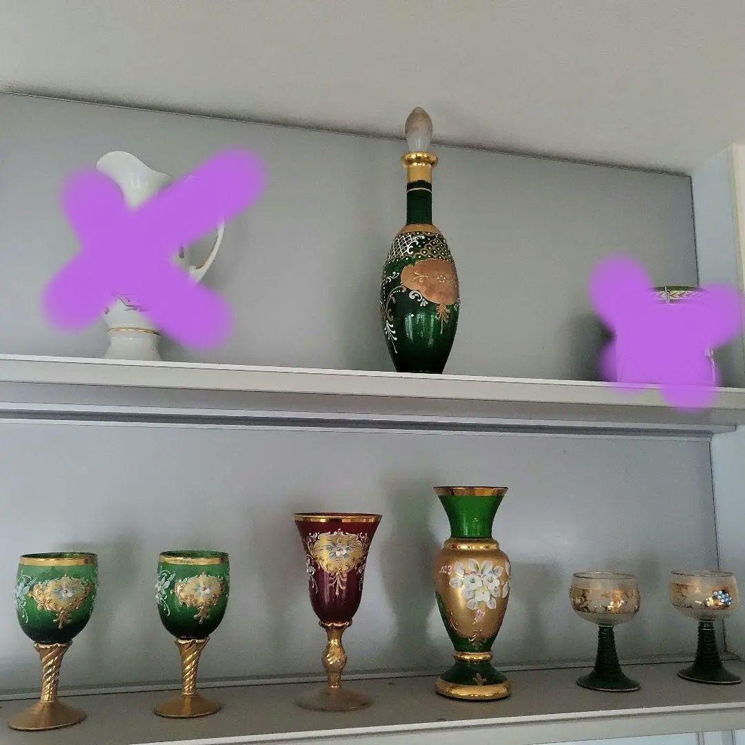 ベネチアングラスベネチアンボトルセット7点ガラスワイングラス