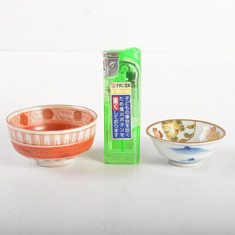 えびいち　金彩　赤絵金彩　染付　人物文　花文など　盃　六客　M　R6634