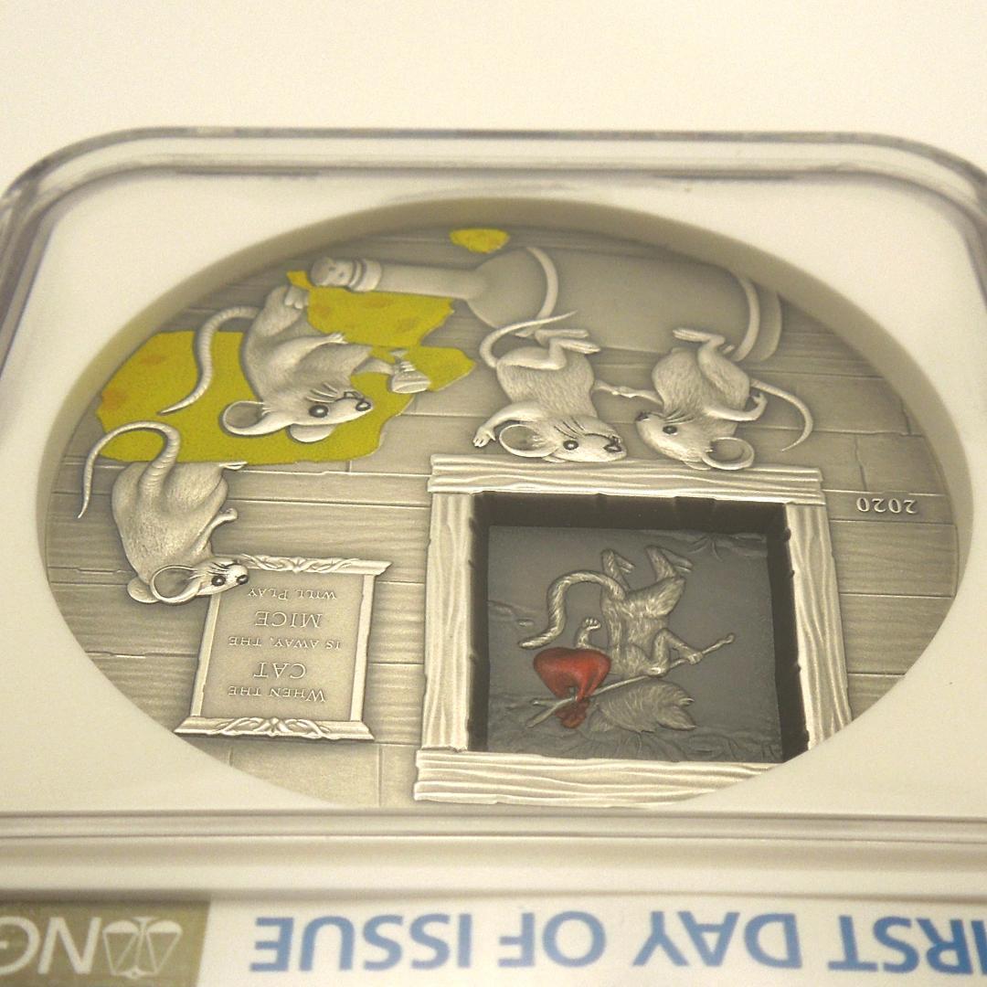 ★箱付き NGC MS70 銀貨 猫がいない時ねずみが踊る 2020 パラオ