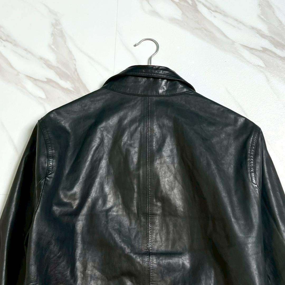 希少　m0851　アニリン　シングル　ライダース　軽量　薄手レザー　ブラック　黒