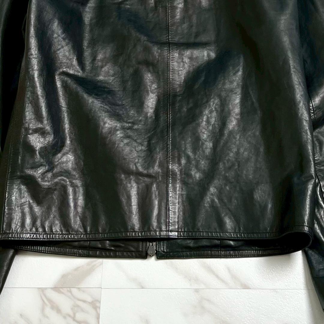 希少　m0851　アニリン　シングル　ライダース　軽量　薄手レザー　ブラック　黒