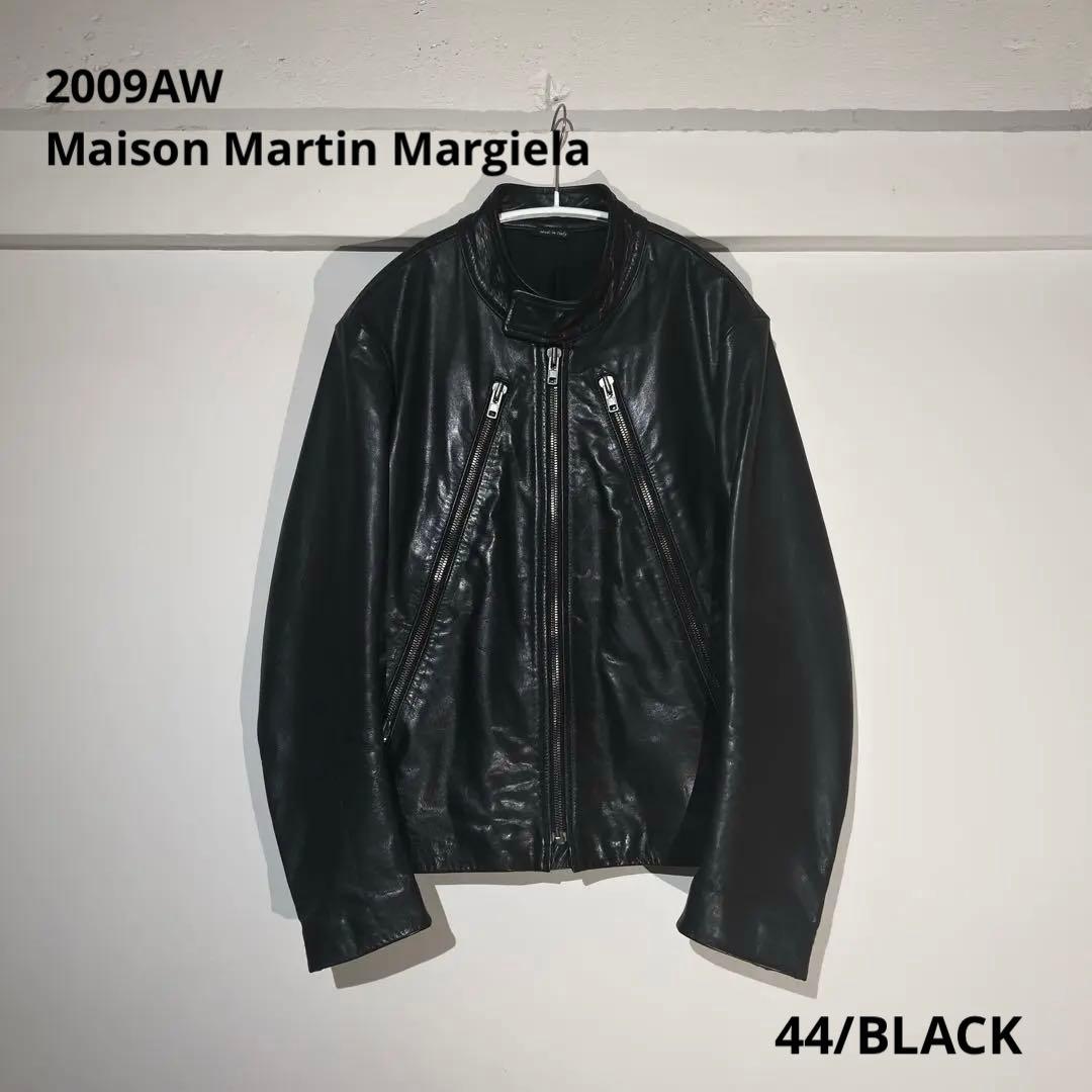 【09AW】メゾン マルタン マルジェラ ハの字 ライダース ブラック 44