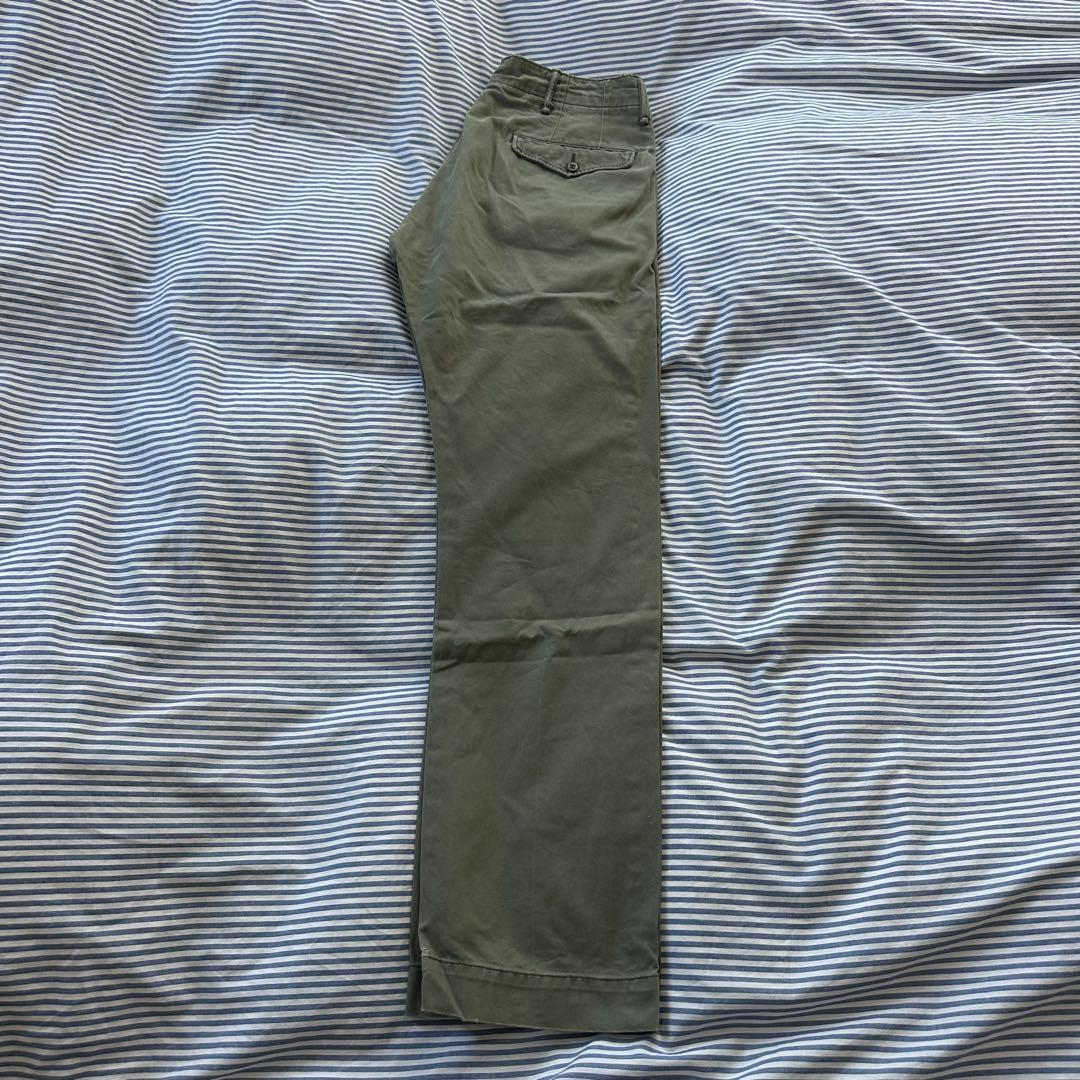 【ダブルアールエル　RRL】　オフィサーズパンツ　チノ　30インチ　オリーブ