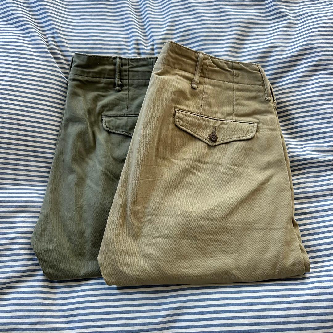 【ダブルアールエル　RRL】　オフィサーズパンツ　チノ　30インチ　オリーブ
