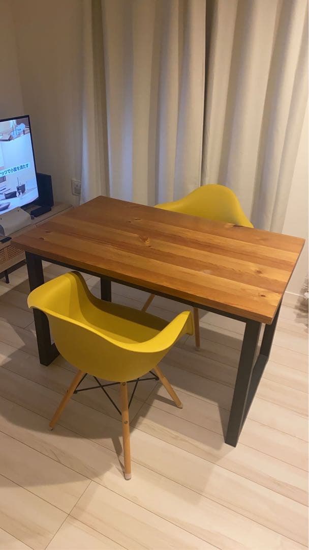 みみみ　ダイニングテーブル （スチール脚×木製）リビング LOWYA