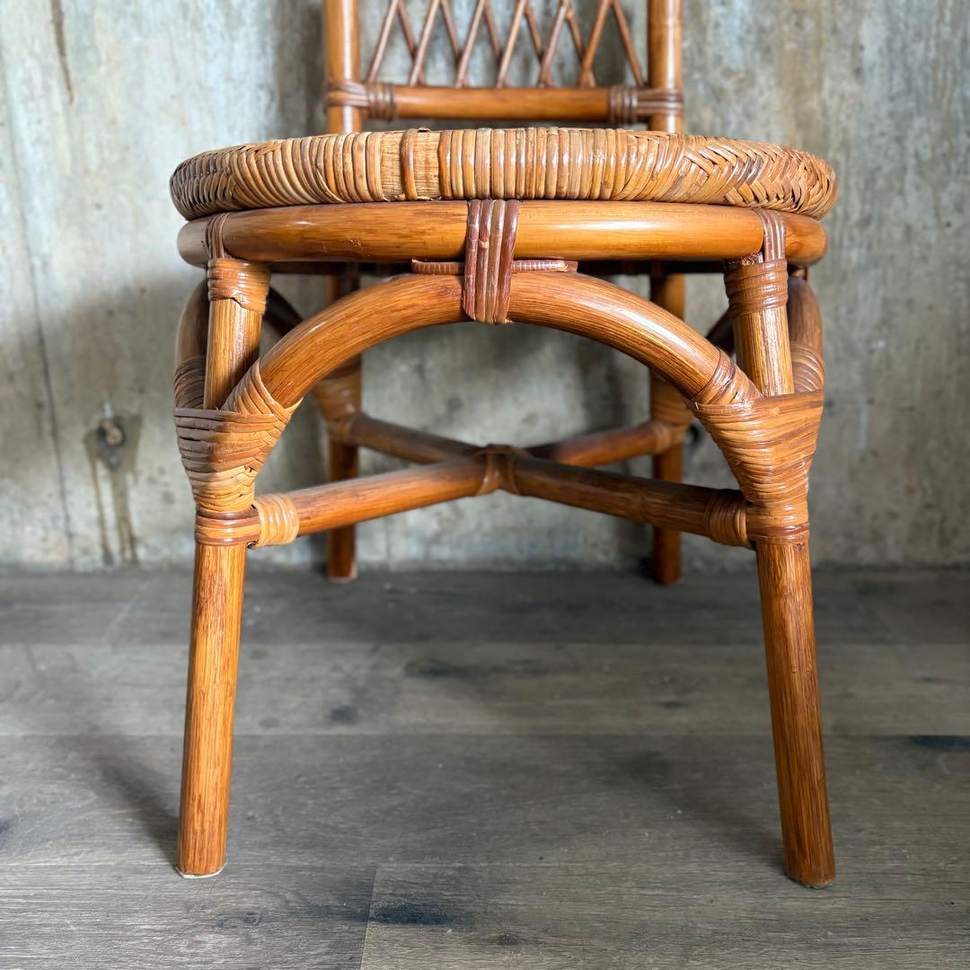 kazama ヴィンテージラタン　ラウンドテーブル & チェア　ラウンジセット