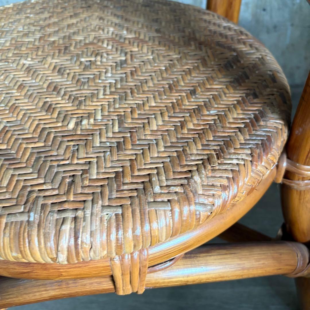 kazama ヴィンテージラタン　ラウンドテーブル & チェア　ラウンジセット