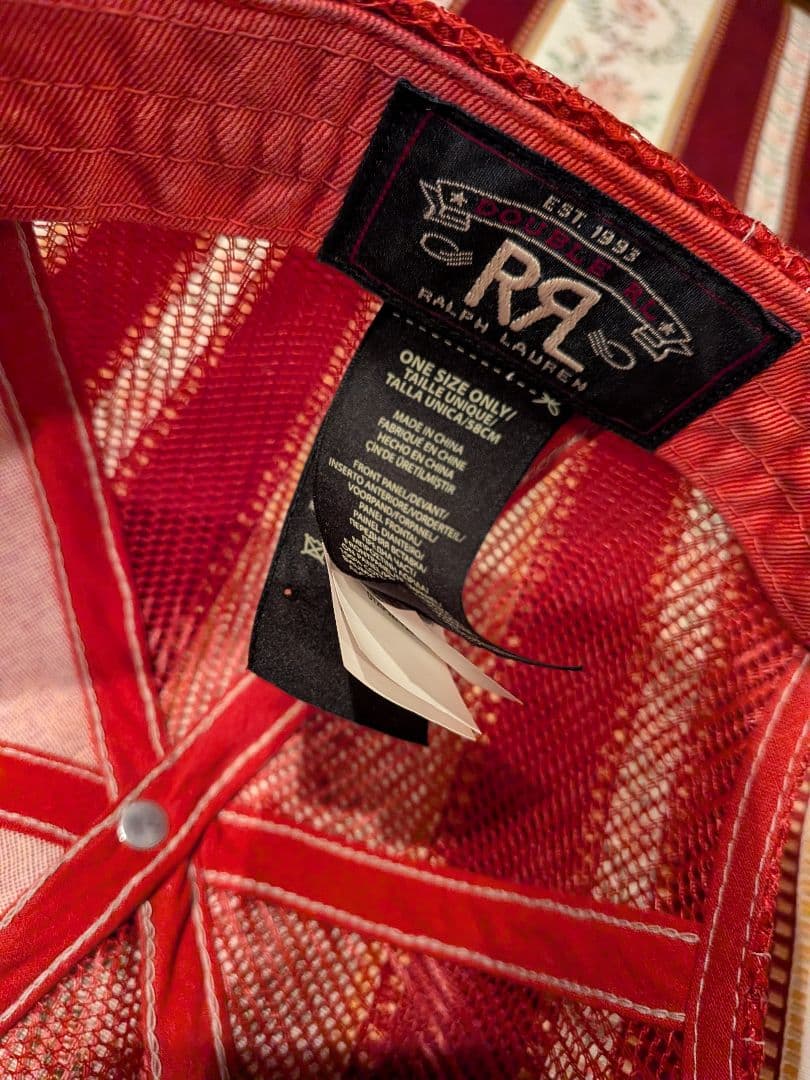 RRL インディゴデニムトラッカーキャップ レッド ダブルアールエル