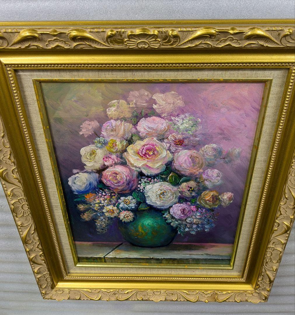 油彩画家haru F6号＊薔薇＊新作＊肉筆画＊一点物＊額縁付き