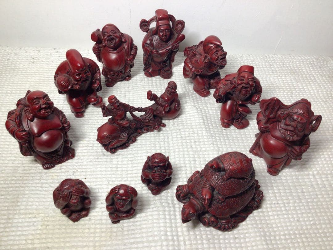 縁起物 彫刻 工芸品置物 七福神 国際交流 外交視察団代表〜贈与品 開運 風水