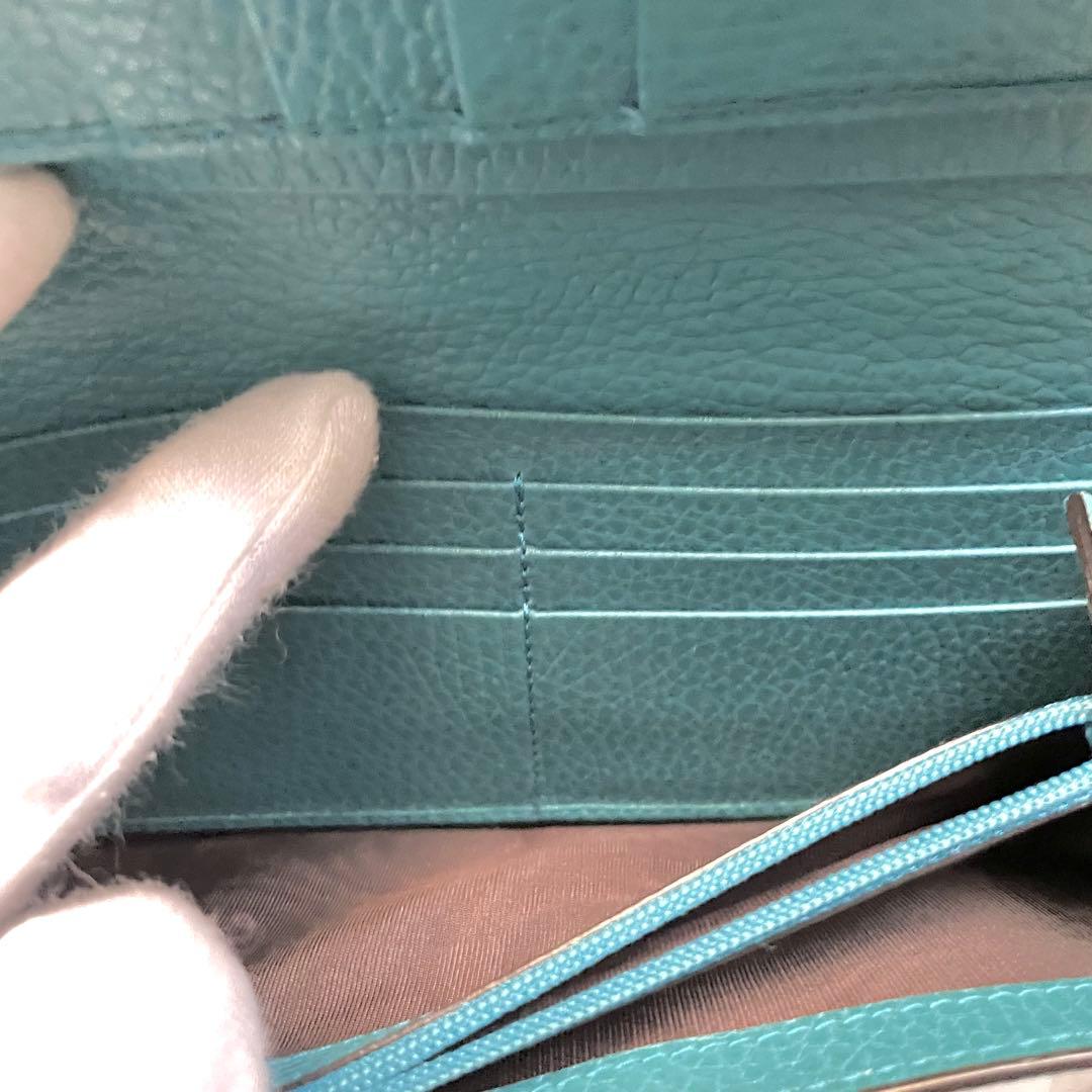 GUCCI グッチ 長財布 GG 金具 レザー ブルー　美品　0112-⑤
