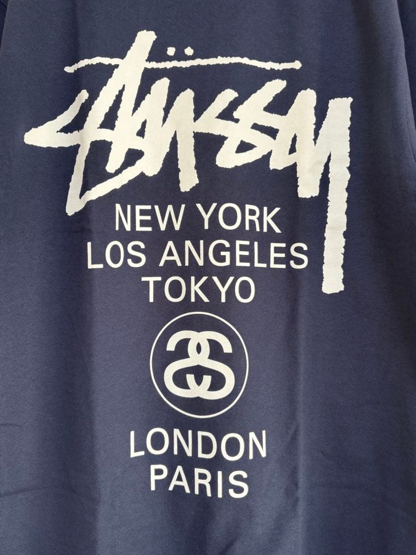 Stussy Tシャツ　ワールドツアー ネイビー グラフィックT ユニセックスM
