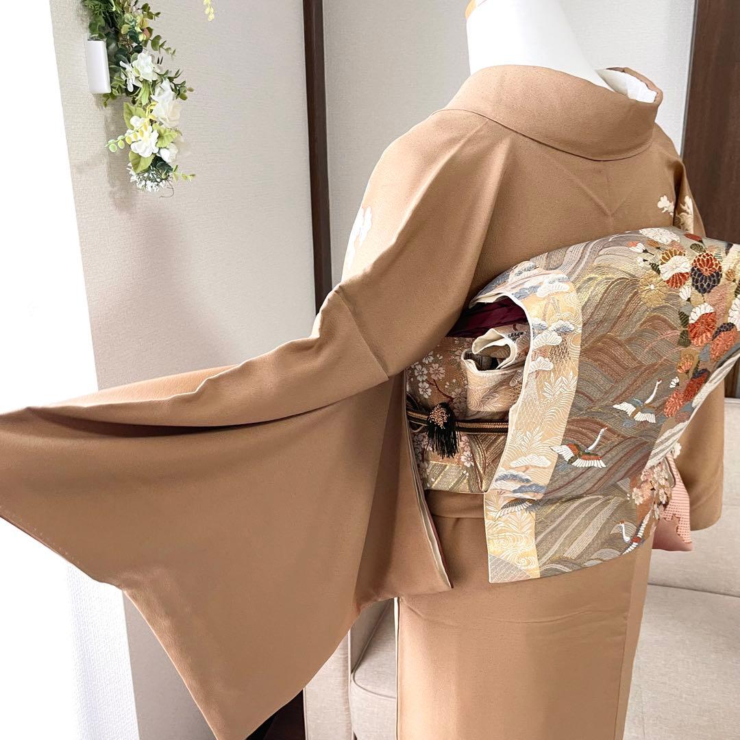 茶色 友禅 4点 フルセット 訪問着 入学式 卒業式 入園式 春 秋 冬