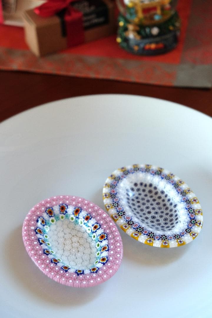 ヴェネツィアンガラス ミルフィオリ 小皿 皿 ムラーノ グラス プレート 作家