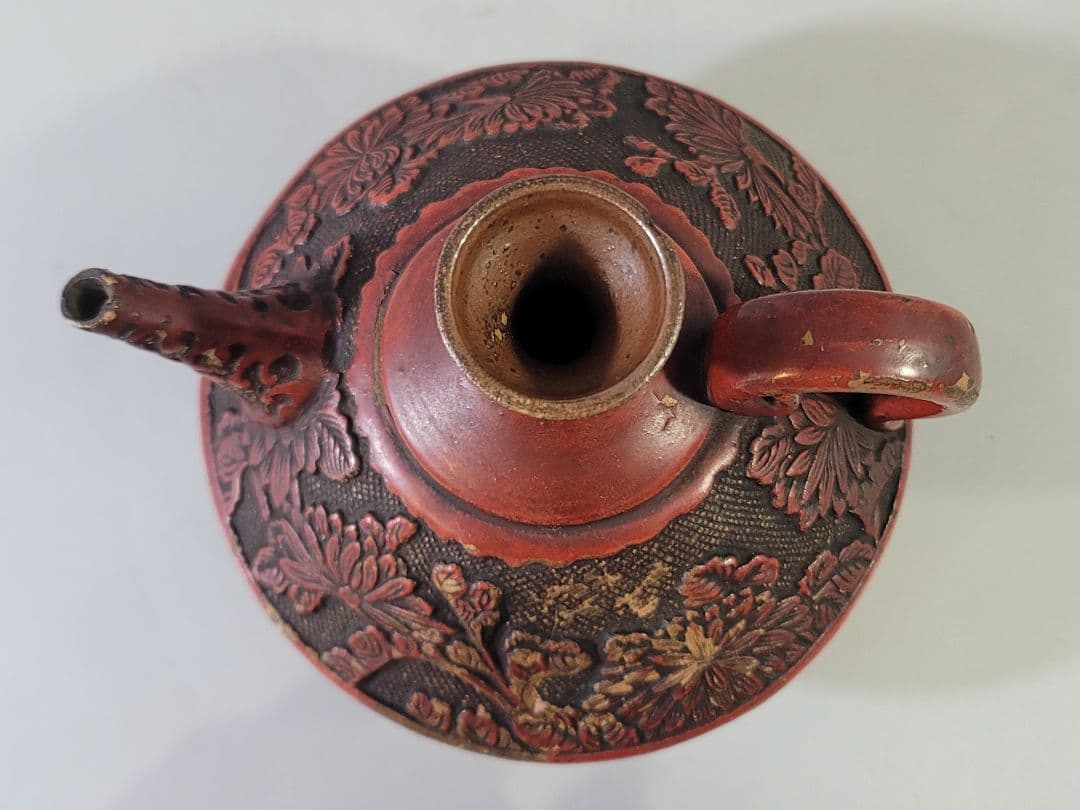 DT628 古美術 仿堆朱 陶製 水注 瓶 文房具