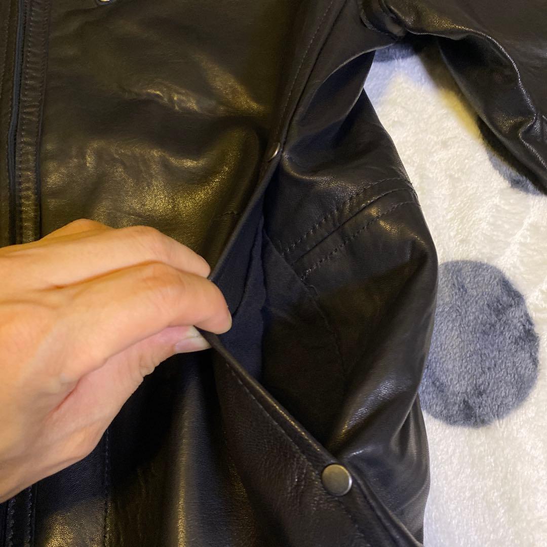 【羊革】AVIREX シングルライダース レザージャケット Lサイズ 黒