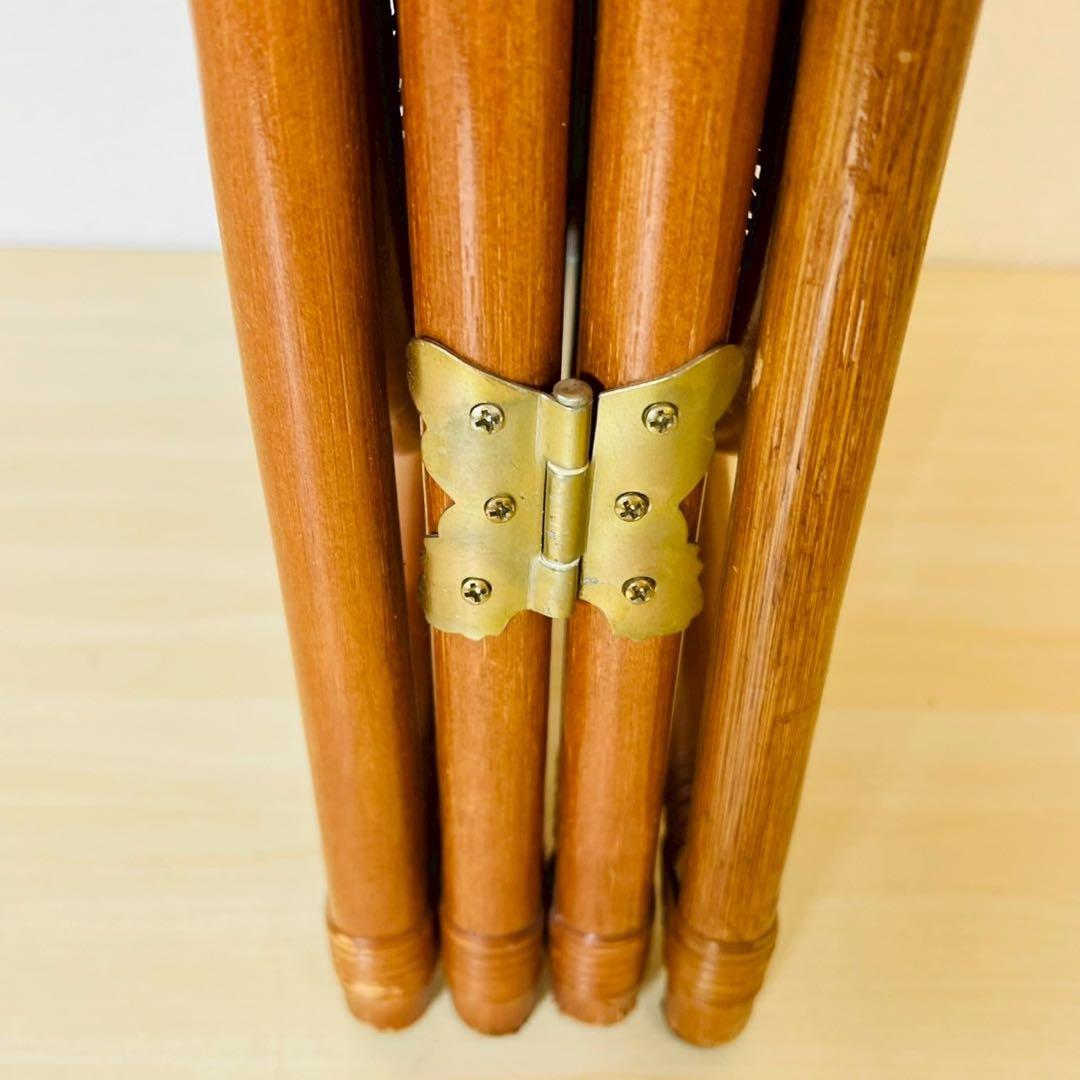 ラタン パーテーション 籐家具 昭和レトロ 4連 衝立 間仕切りアジアンテイスト