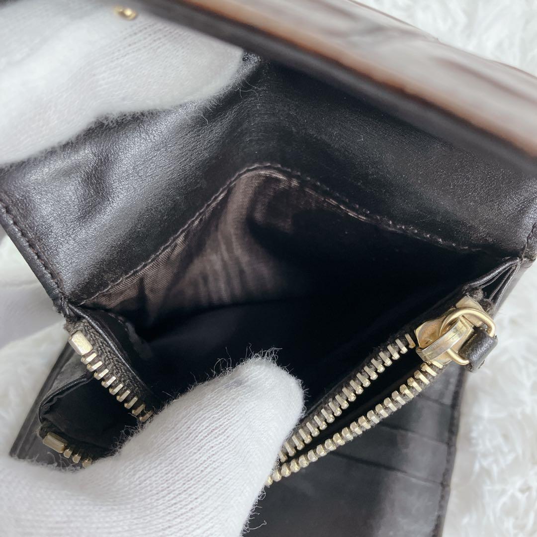 sa ミュウミュウ 折り財布クロコ型押し レザー y2k アーカイブ 茶