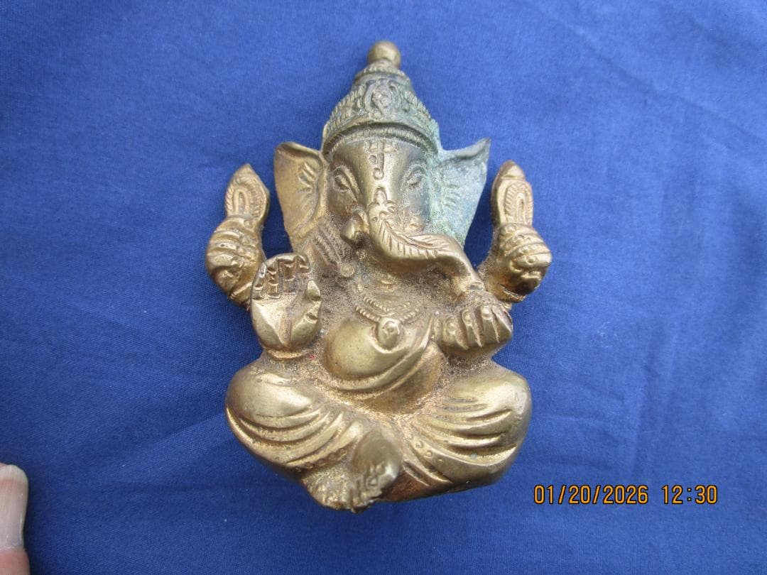 仏像　渡金仏【?】ガネーシャ像　時代物　象の顔の仏　頭部に錆あり　1体