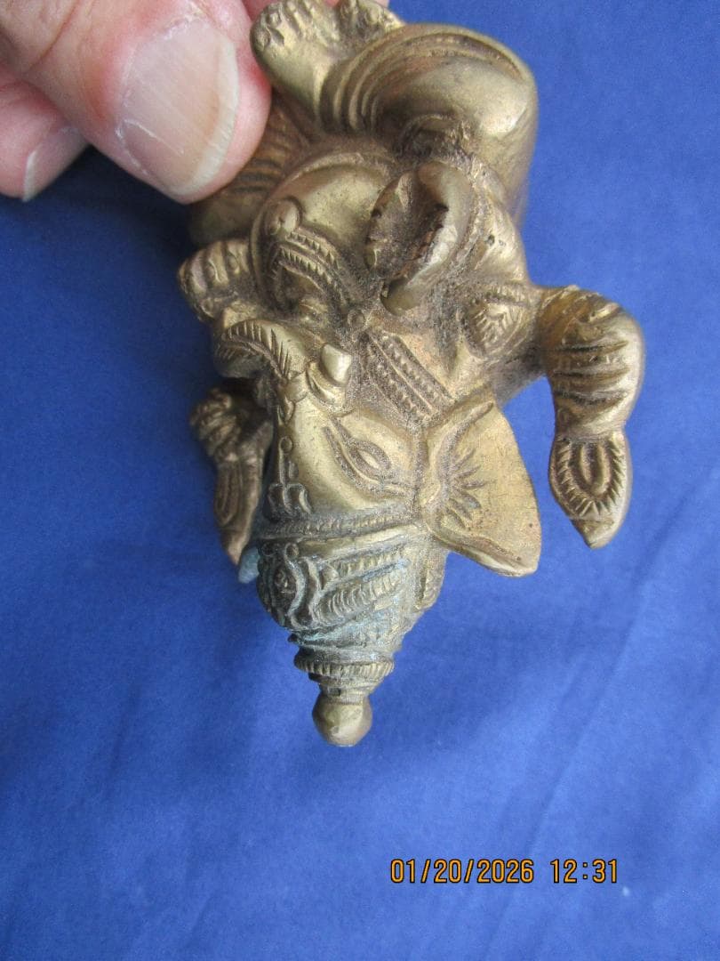 仏像　渡金仏【?】ガネーシャ像　時代物　象の顔の仏　頭部に錆あり　1体