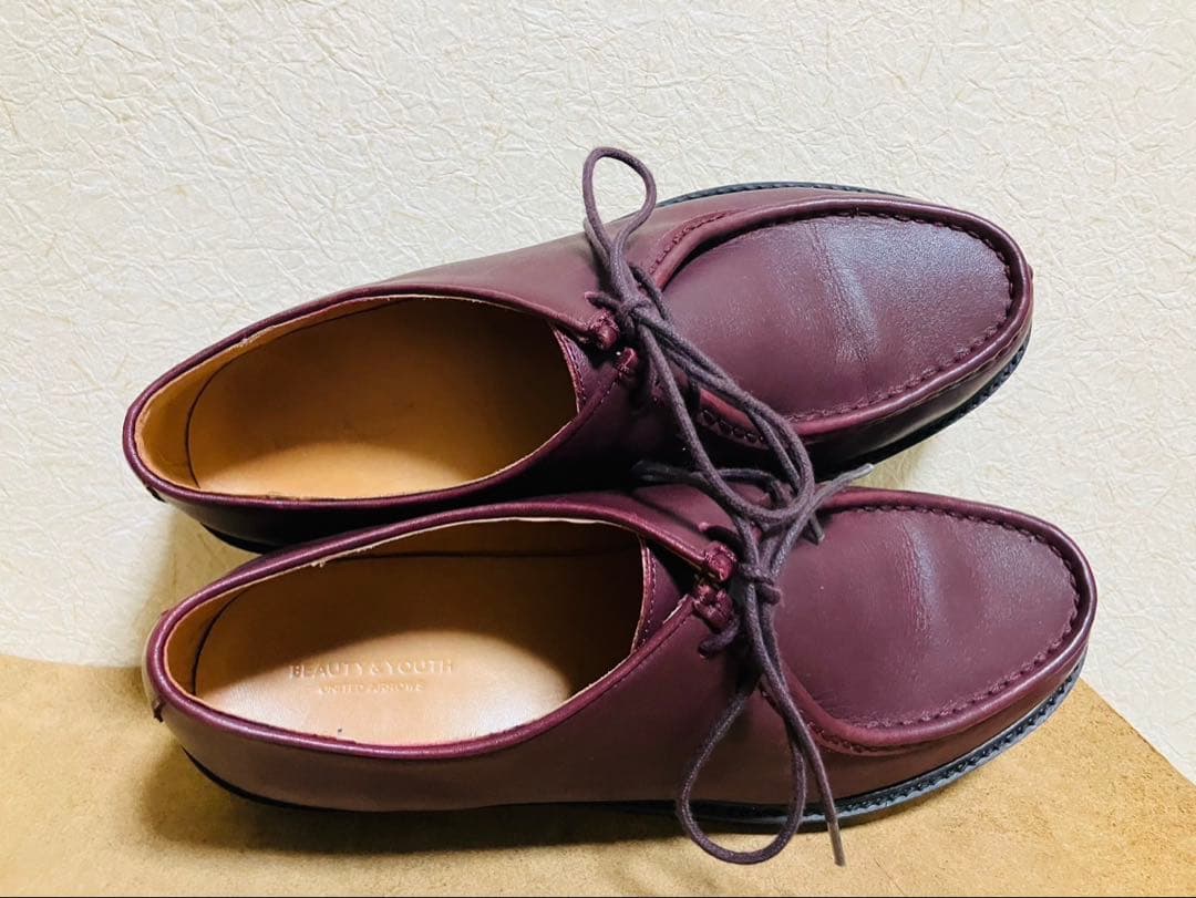 【美品】ユナイテッドアローズ　チロリアンシューズ　レザーシューズ　ワインレッド