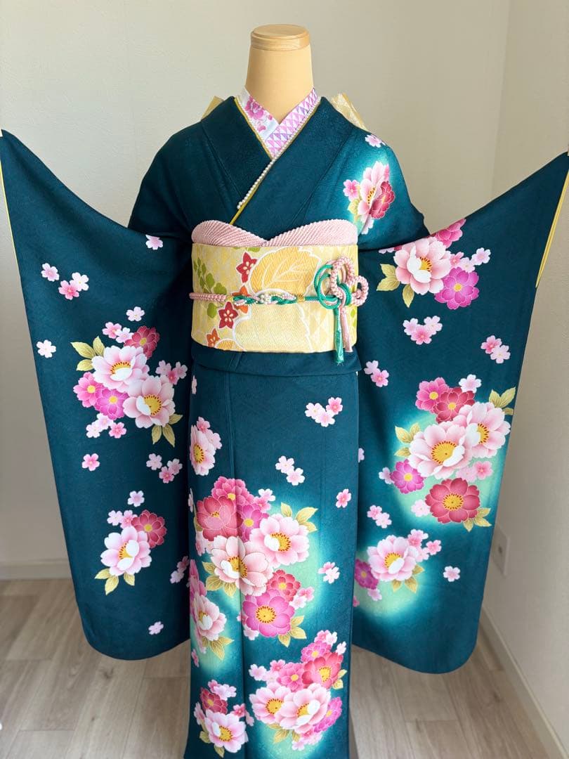 みるく様　【特別大価格❣️⑥】振袖フルセット　正絹振袖　成人式 緑系