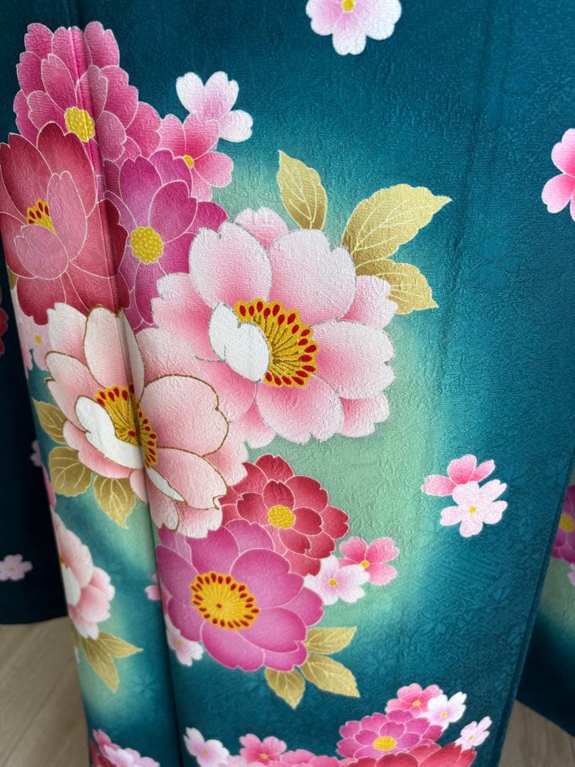 みるく様　【特別大価格❣️⑥】振袖フルセット　正絹振袖　成人式 緑系